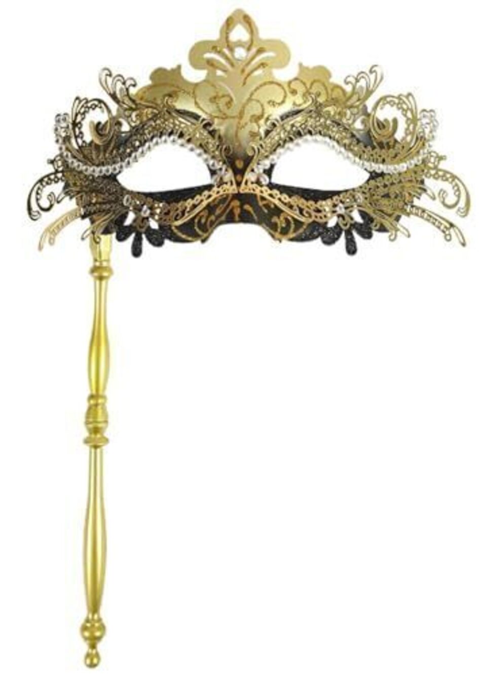 5492 Masquerade Mask Mardi Gras Deecorations Black and Gold Venetian Masks